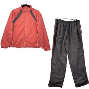 Duck Head Vintage Tracksuit Womens Size M Jacket Pants 90s Lined Pink Gray FLAWS
